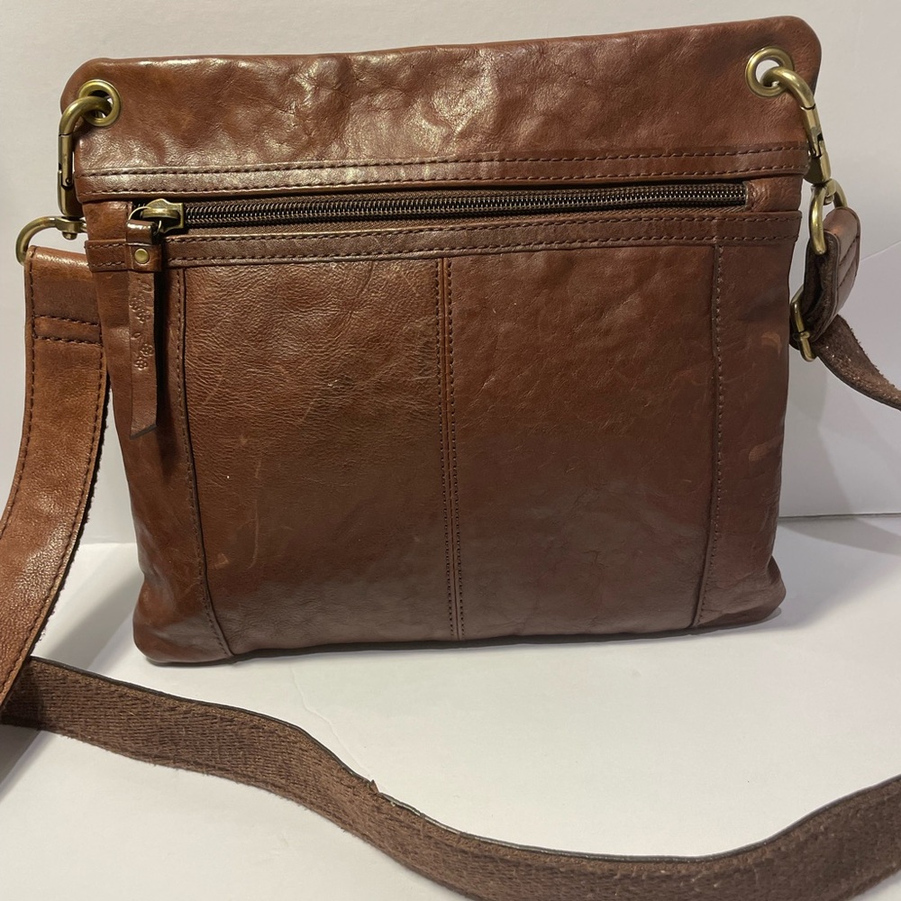 Fossil Vintage Sasha Distressed Cognac Leather Crossbody Bag - Picture 11 of 14